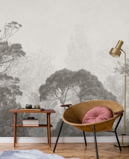 papier peint mural noir et blanc de la forêt appelé Illustration vintage d'arbres pour les chambres, les salons et les cuisines papier peint mural noir et blanc de la forêt appelé Illustration vintage d'arbres pour les chambres, les salons et les cuisines
