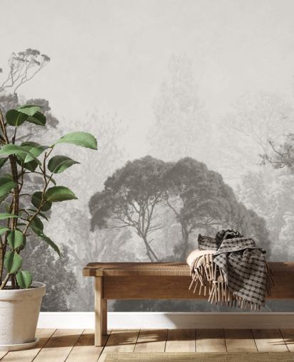 black and white forest wallpaper mural called Vintage Illustration of Trees for bedrooms, living rooms and kitchens black and white forest wallpaper mural called Vintage Illustration of Trees for bedrooms, living rooms and kitchens