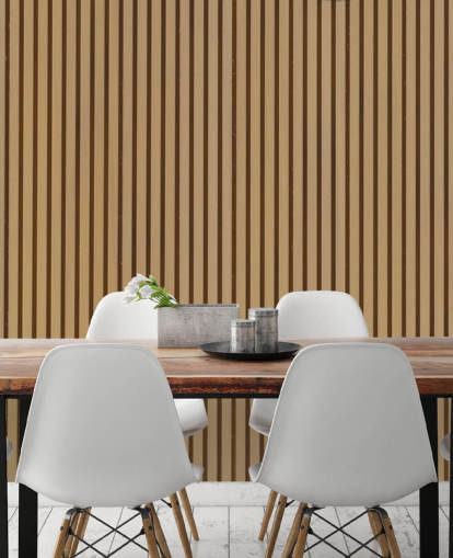 Papier peint à lattes de bois effet chêne clair