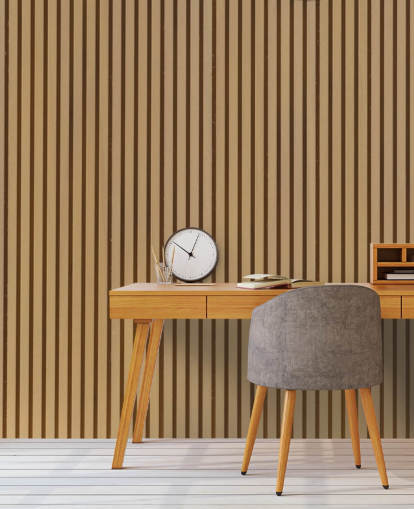 Tapeten-Wandbild mit Holzlatten in heller Eichenoptik