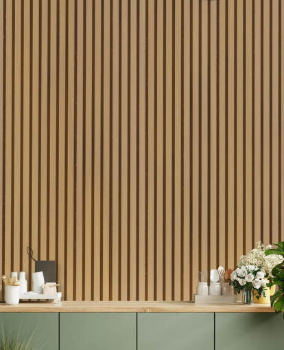 Light Oak Effect Wooden Slat Wallpaper Mural