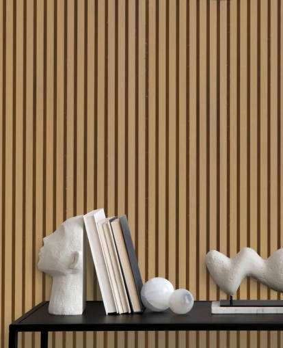 Papier peint à lattes de bois effet chêne clair