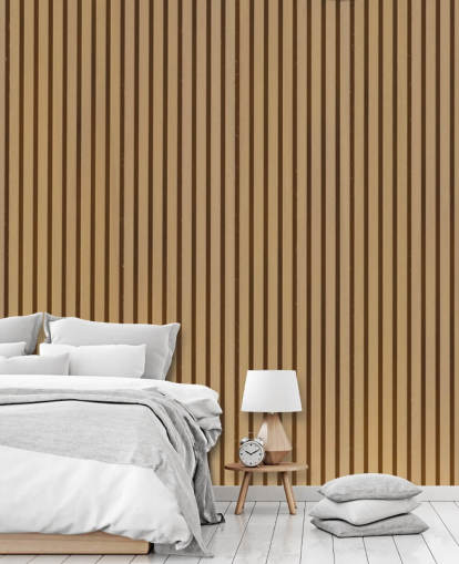 Tapeten-Wandbild mit Holzlatten in heller Eichenoptik Tapeten-Wandbild mit Holzlatten in heller Eichenoptik