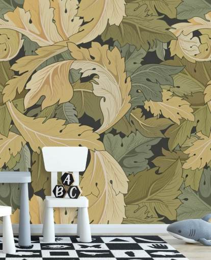 mural de parede de jardim de flores em várias cores de William Morris