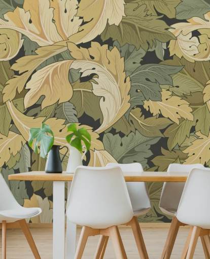 mural de parede de jardim de flores em várias cores de William Morris