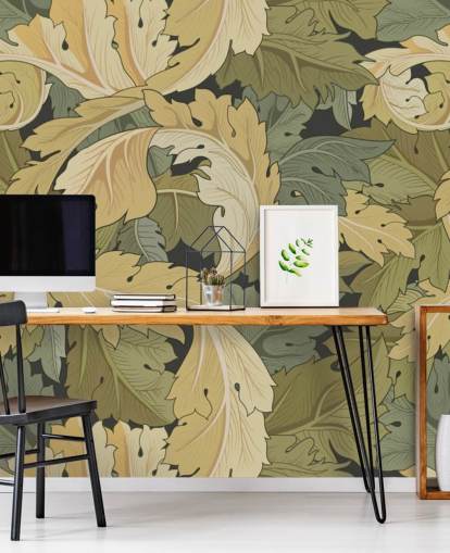 mural de parede de jardim de flores em várias cores de William Morris