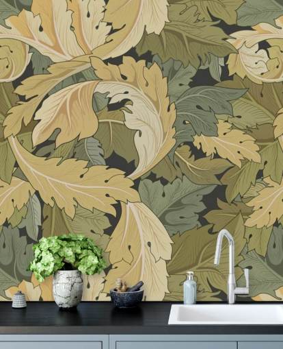 flower garden wall mural in multi colors by William Morris