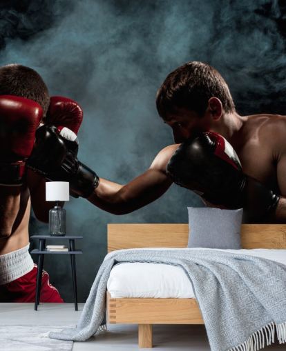 dark boxing wall mural called Boxing Showdown for teen's bedrooms and gyms dark boxing wall mural called Boxing Showdown for teen's bedrooms and gyms
