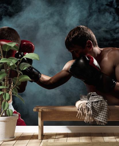murale di boxe scuro chiamato Boxing Showdown per camere da letto e palestre per adolescenti