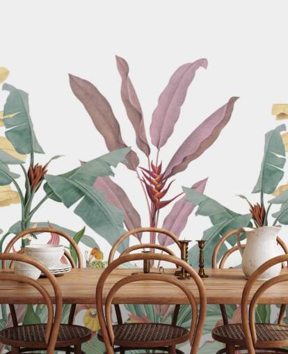 Papier peint mural coloré de palmiers tropicaux