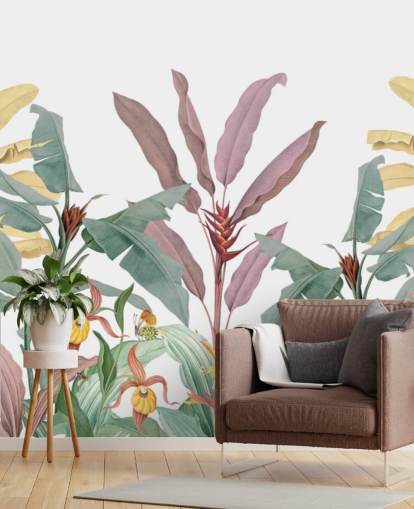 Papier peint mural coloré de palmiers tropicaux Papier peint mural coloré de palmiers tropicaux