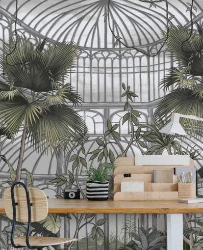 mural de papel pintado de invernadero llamado Tropical Greenhouse para hogares y negocios
