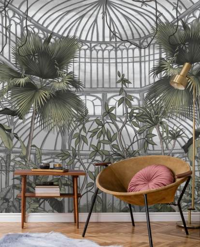 växthus tapetväggmålning kallad Tropical Greenhouse för hem och företag växthus tapetväggmålning kallad Tropical Greenhouse för hem och företag