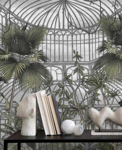 broeikas behangmuurschildering genaamd Tropical Greenhouse voor woningen en bedrijven broeikas behangmuurschildering genaamd Tropical Greenhouse voor woningen en bedrijven