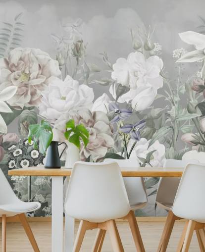 stort blomsterveggmaleri