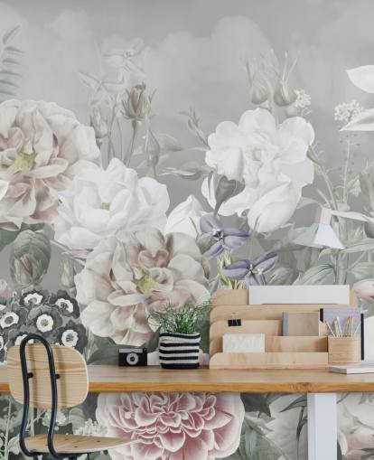 large floral wall mural