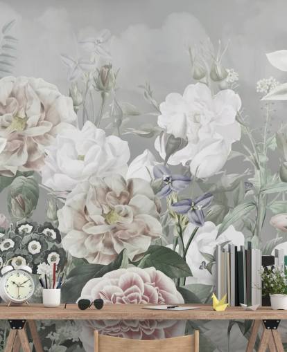 stort blomsterveggmaleri