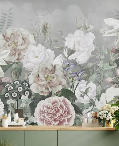 grande fresque murale florale