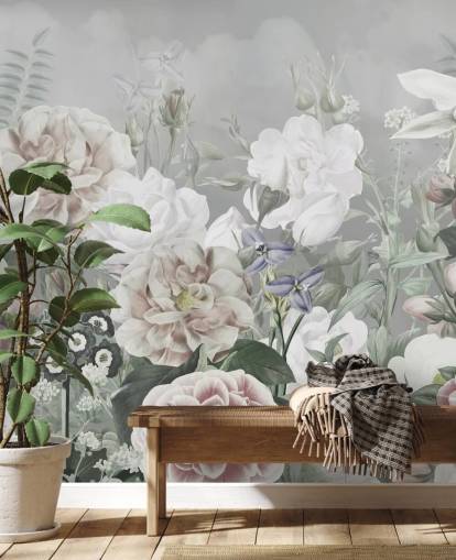 grote muurschildering met bloemen grote muurschildering met bloemen