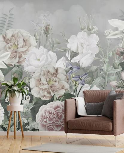 grote muurschildering met bloemen grote muurschildering met bloemen