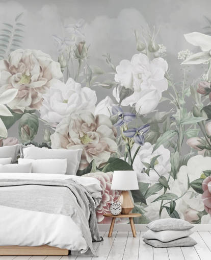 grote muurschildering met bloemen