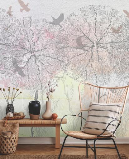 abstract tree and bird print wallpaper abstract tree and bird print wallpaper