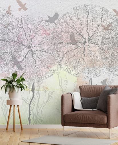 abstract tree and bird print wallpaper abstract tree and bird print wallpaper
