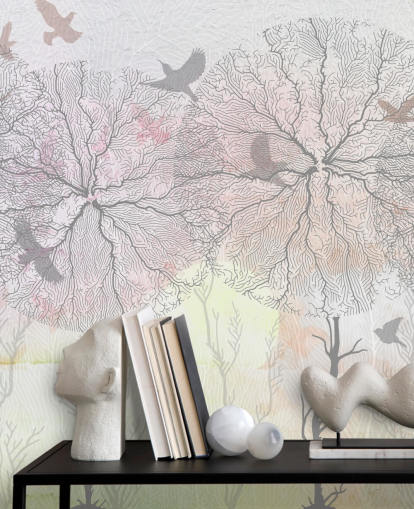 abstract tree and bird print wallpaper abstract tree and bird print wallpaper