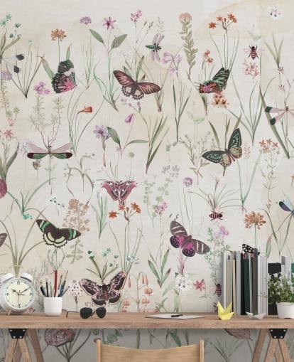 urter og sommerfugle tapetmaleri kaldet Herbals and Butterflies II af Marina Stupakova til soveværelser og stuer urter og sommerfugle tapetmaleri kaldet Herbals and Butterflies II af Marina Stupakova til soveværelser og stuer