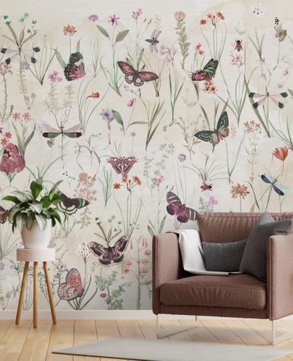herbs and butterflies wallpaper mural called Herbals and Butterflies II by Marina Stupakova for bedrooms and living rooms herbs and butterflies wallpaper mural called Herbals and Butterflies II by Marina Stupakova for bedrooms and living rooms