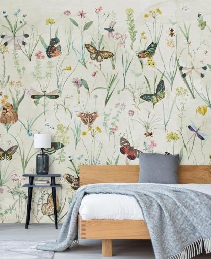 herbs and butterflies wallpaper