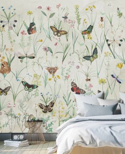 herbs and butterflies wallpaper