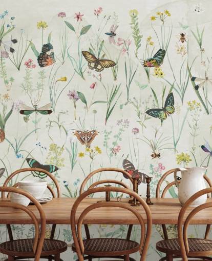 herbs and butterflies wallpaper