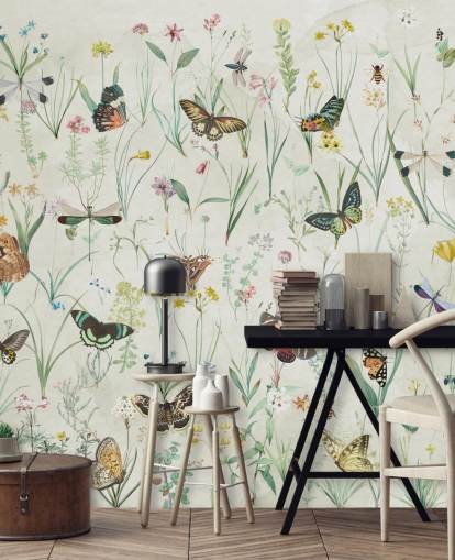 herbs and butterflies wallpaper