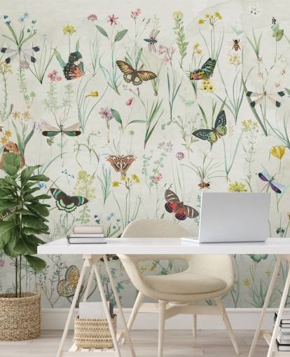 herbs and butterflies wallpaper