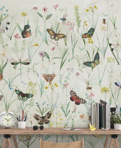 herbs and butterflies wallpaper