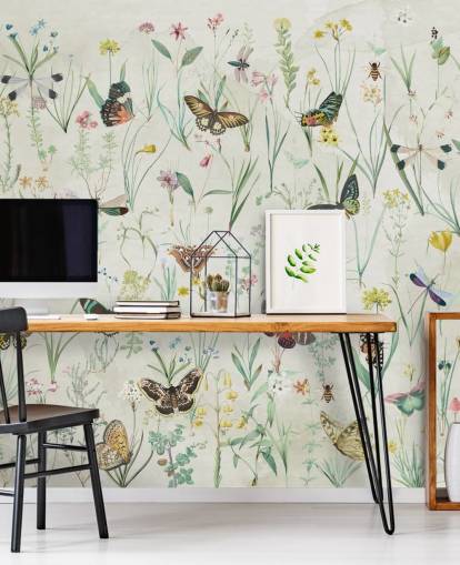 herbs and butterflies wallpaper