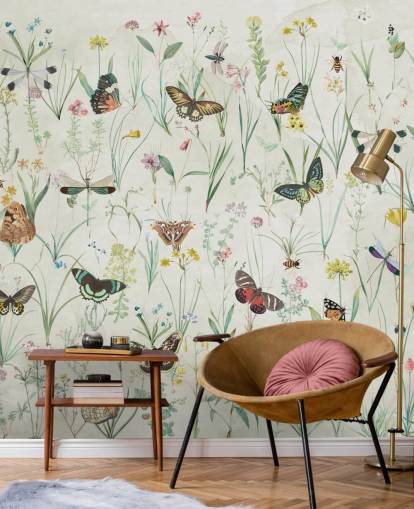 herbs and butterflies wallpaper