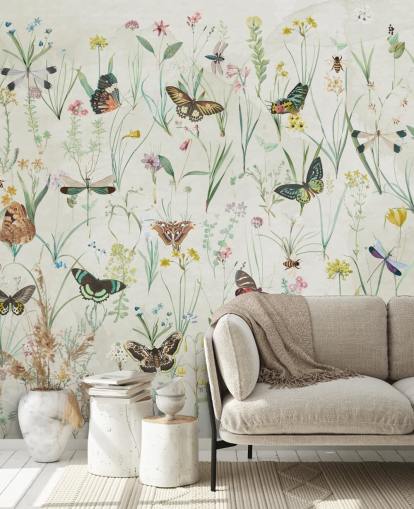 herbs and butterflies wallpaper