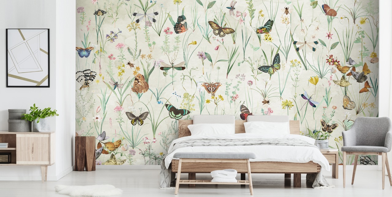 urter og sommerfugler tapet