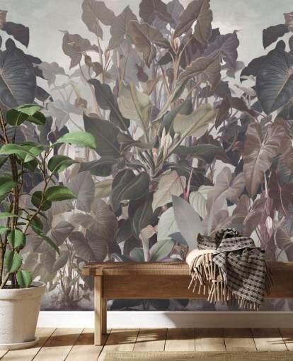 lila tropisk djungel tapet