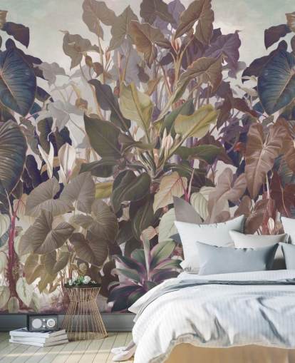 multicoloured jungle mural