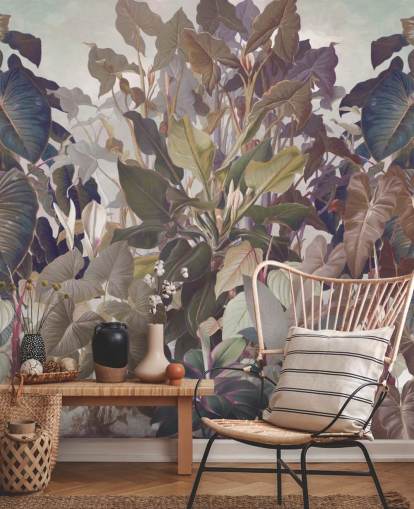 multicoloured jungle mural