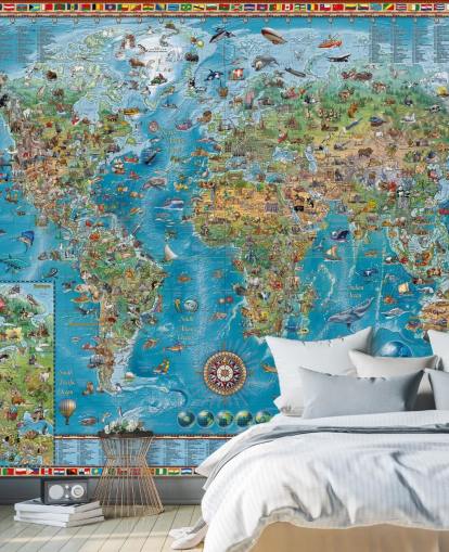 carte du monde murale avec des animaux carte du monde murale avec des animaux