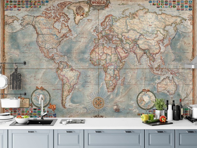 World Map Wallpaper & Wall Murals | Wallsauce US