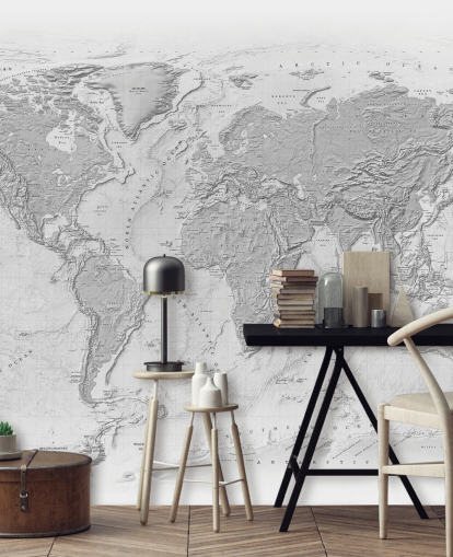 gray world map mural gray world map mural