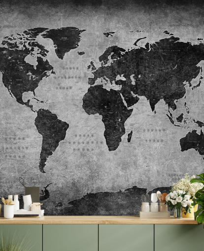 mural de un mapa del mundo oscuro llamado Mapa industrial para dormitorios, oficinas en casa y salas de estar mural de un mapa del mundo oscuro llamado Mapa industrial para dormitorios, oficinas en casa y salas de estar