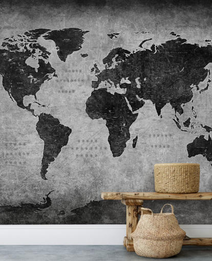 mural de un mapa del mundo oscuro llamado Mapa industrial para dormitorios, oficinas en casa y salas de estar mural de un mapa del mundo oscuro llamado Mapa industrial para dormitorios, oficinas en casa y salas de estar