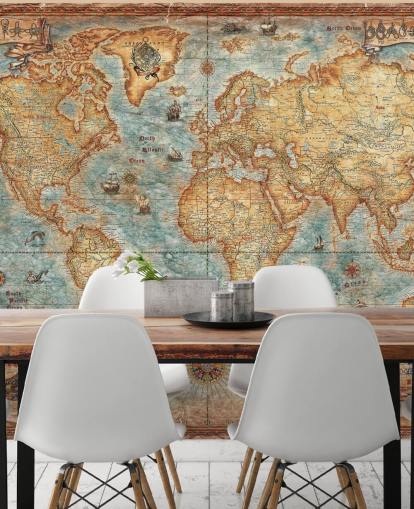 antikk verdenskart veggmaleri kalt World Map Antique av Ray & Co for hjemmekontorer, høyskole og skoler antikk verdenskart veggmaleri kalt World Map Antique av Ray & Co for hjemmekontorer, høyskole og skoler