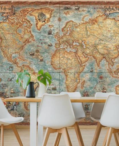 antique world map mural called World Map Antique by Ray & Co for home offices, college and schools